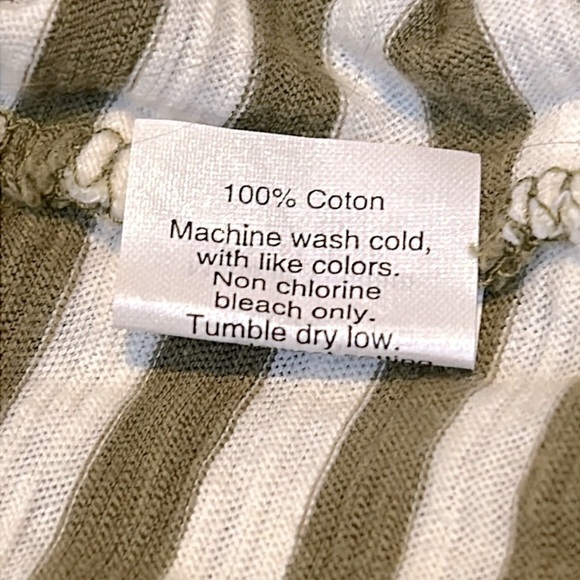 J.CREW Factory Long Raglan Sleeve Casual Cotton Slub Knit Striped T Olive Green - Picture 6 of 6